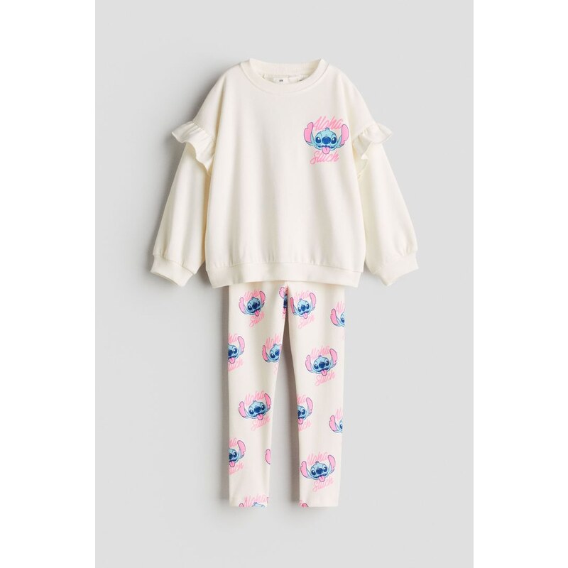 H&M - Dvoudílná bavlněná souprava - Bílá/Lilo & Stitch