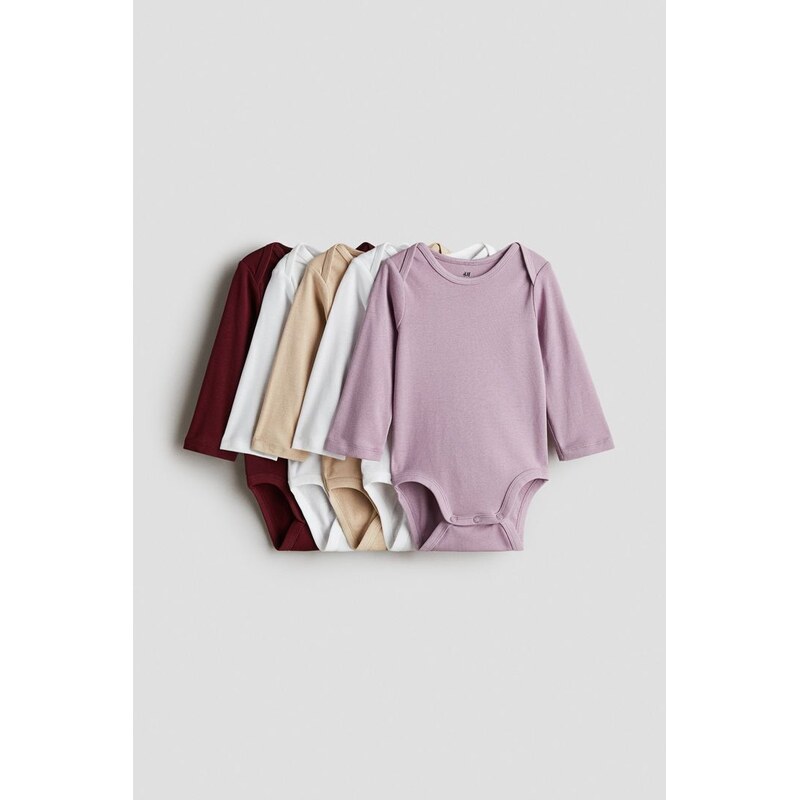 H&M - Body 5 kusů - Fialová/Tmavě Červená