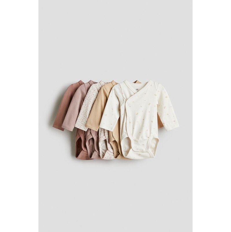 H&M - Zavinovací body 5 kusů - Tlumená Růžová/Květy