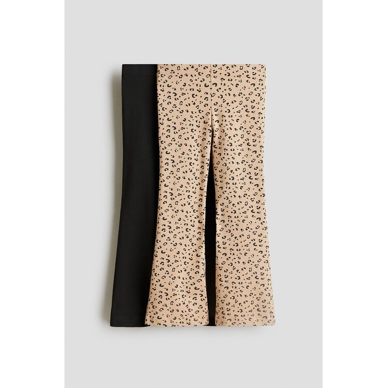 H&M - Žerzejové legíny Flared 2 kusy - Beige/Leopard Print