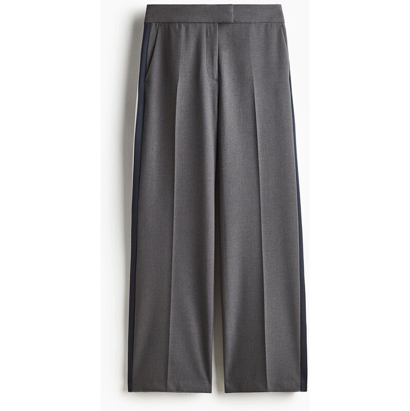 H&M - Elegantní kalhotys bočními pruhy - Šedý Melír