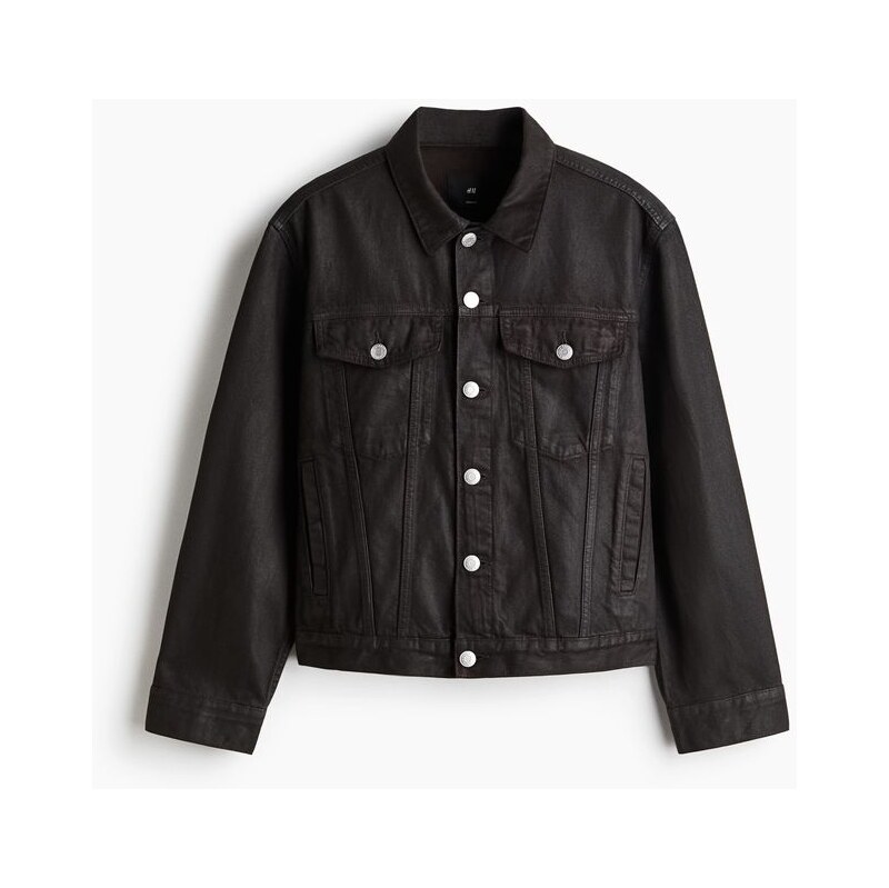 H&M - Bunda trucker z potaženého denimu - Tmavě Hnědá