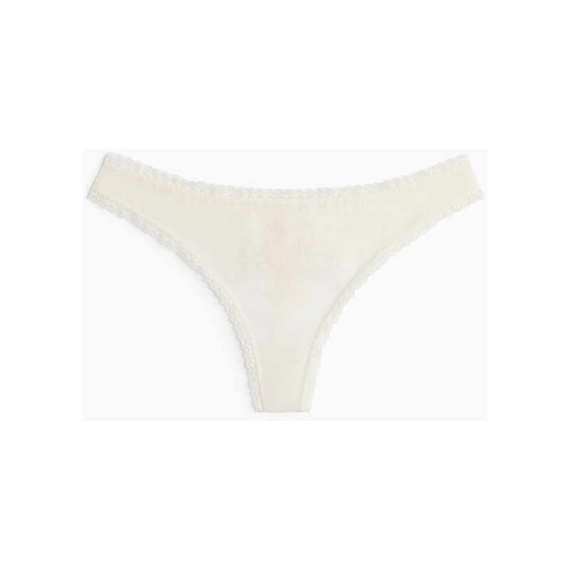 H&M - Vyšívané kalhotky thong - Krémová