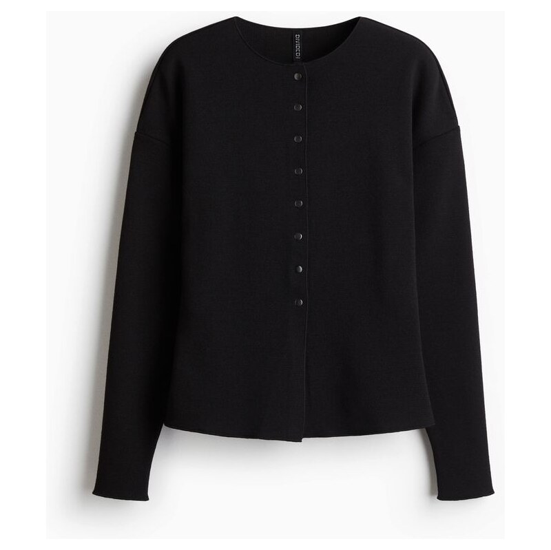 H&M - Propínací svetr z vzorovaného úpletu - černá 108164020