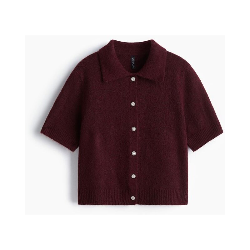 H&M - Propínací svetřík z jemného úpletu - červená 108164077
