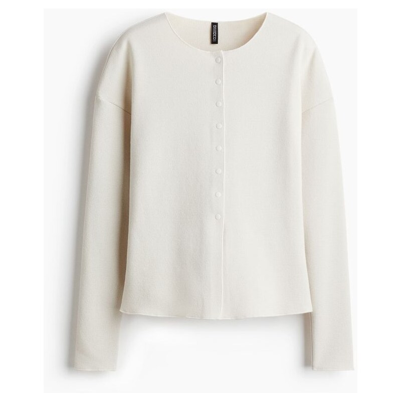 H&M - Propínací svetr z vzorovaného úpletu - béžová 108164091