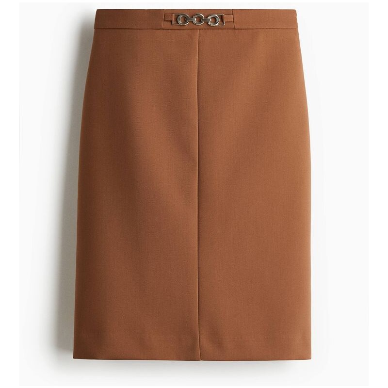 H&M - Pouzdrová sukně s kovovým detailem - Světle Hnědá