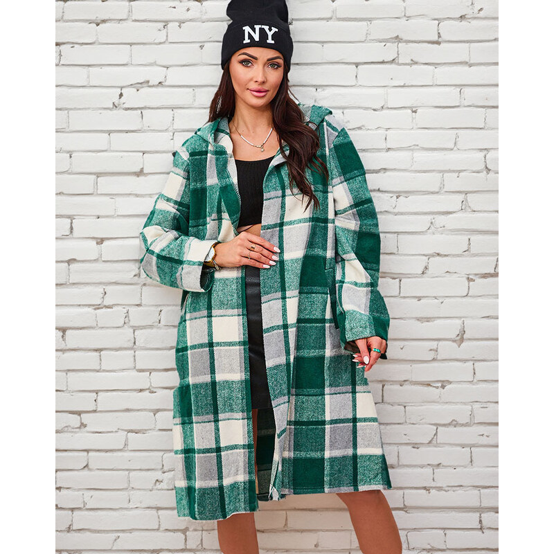 Resti Womens green check coat