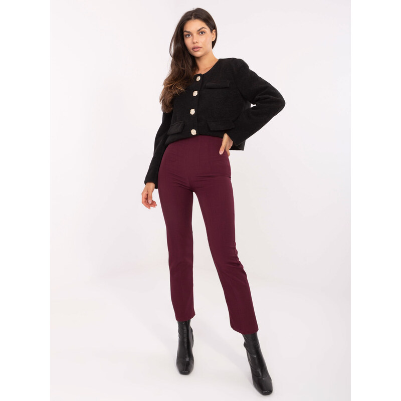 RUE PARIS Trousers-IT-SP-FL9069.00-burgundy 108164971