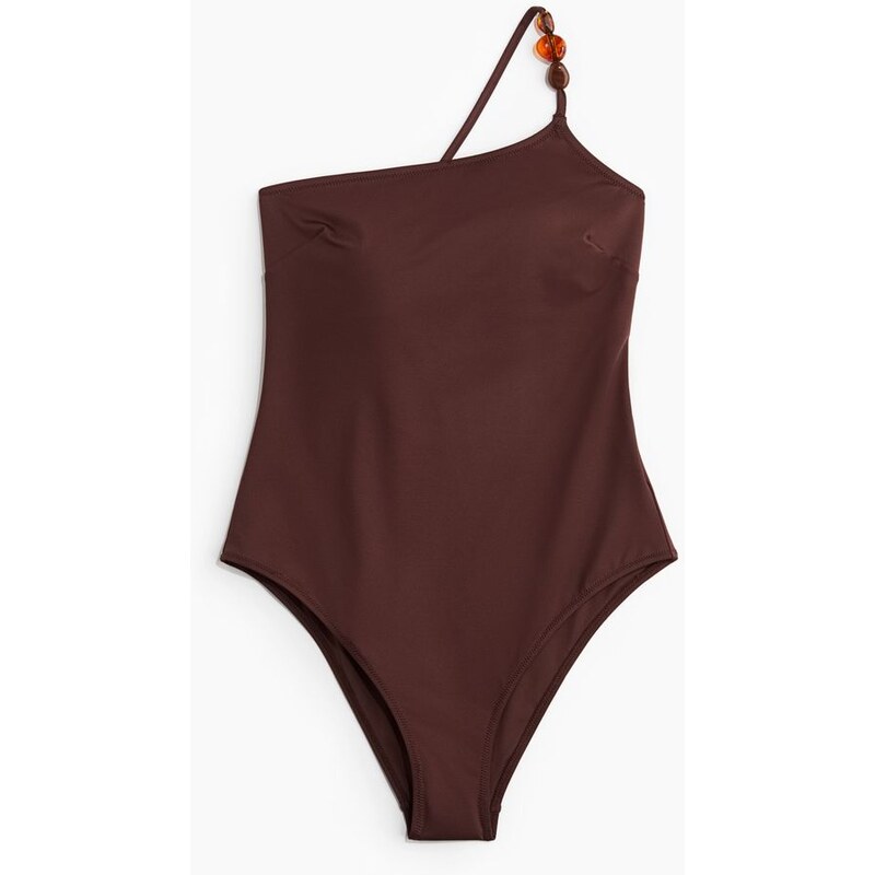 H&M - Plavkys vyztuženými košíčky a odhaleným ramenem - hnědá 108138303