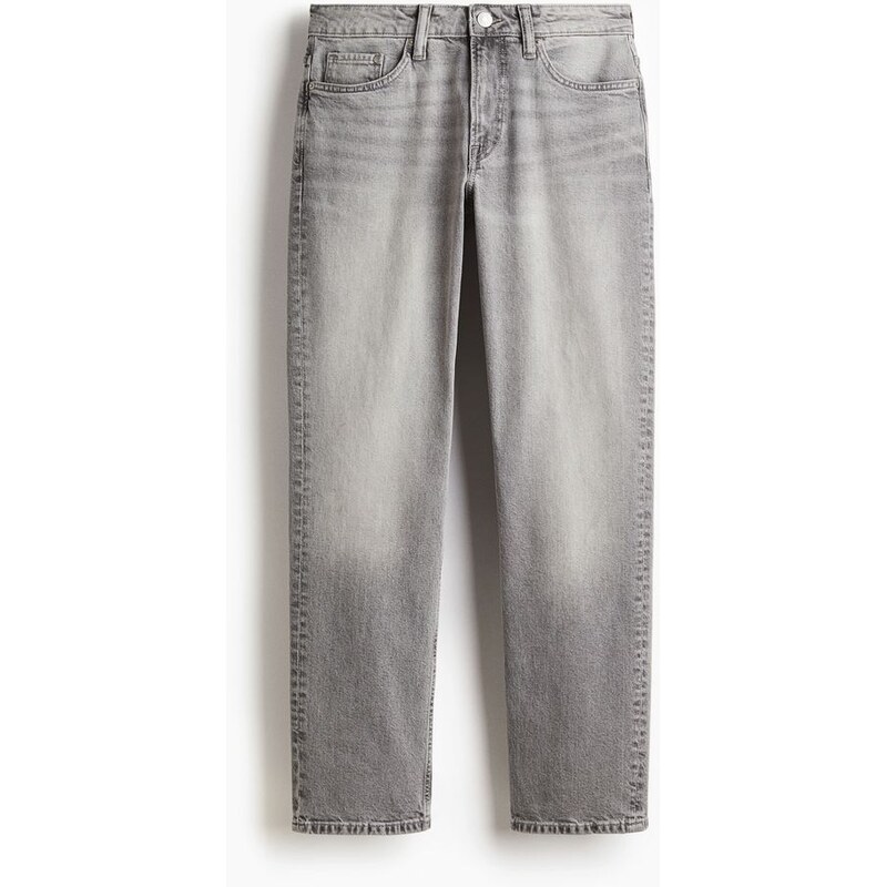 H&M - Straight Regular Jeans - Šedá