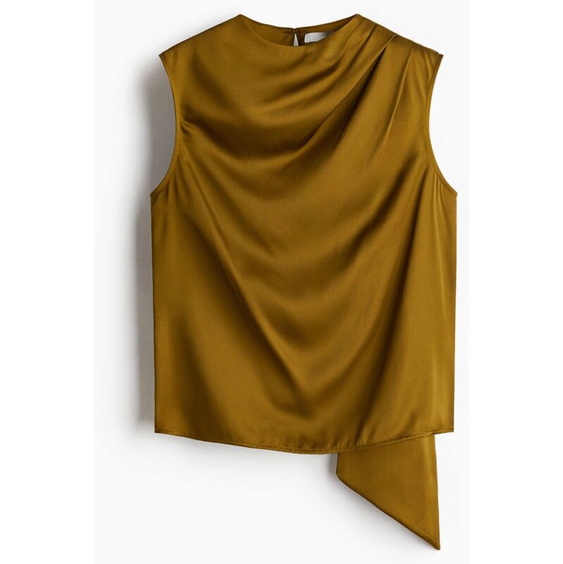 H&M - Řasená saténová halenka - zelená 108167482