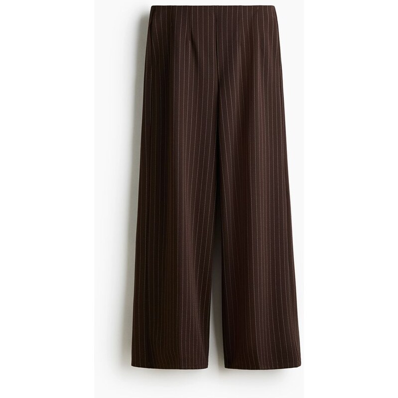 H&M - Rovné kalhoty - Dark Brown/Pinstriped