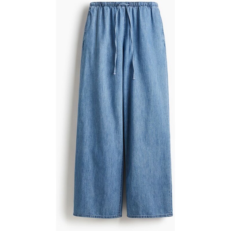H&M - Džínové kalhoty se stahovací šňůrkou Feather Soft - Denim