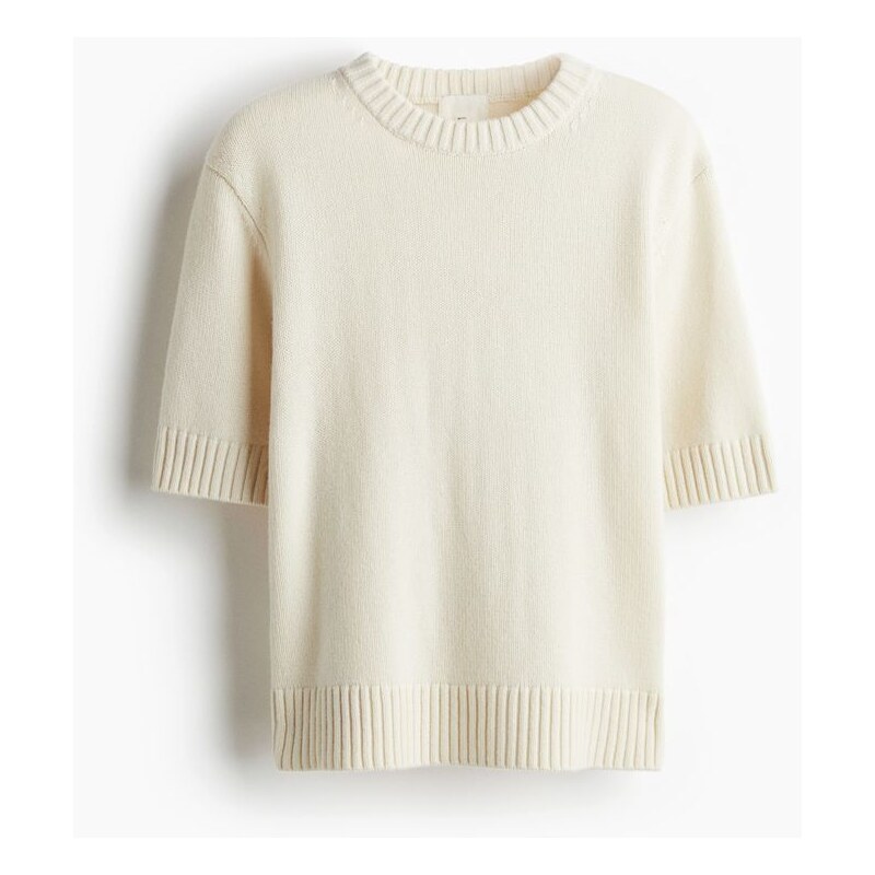 H&M - Pletené vlněné tričko - Cream