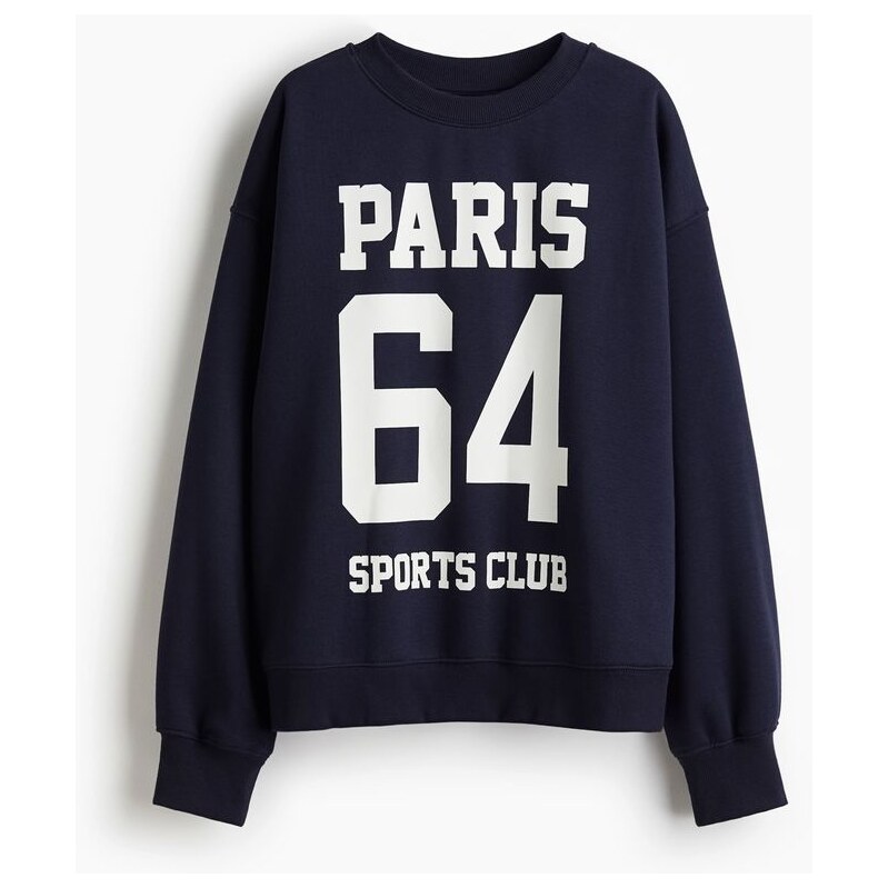 H&M - Mikinas textovým motivem - Námořnická Modř/Paris