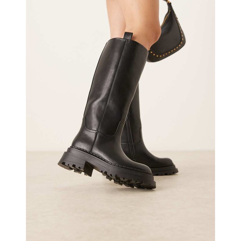 ASOS DESIGN Cecilia chunky flat knee boots in black