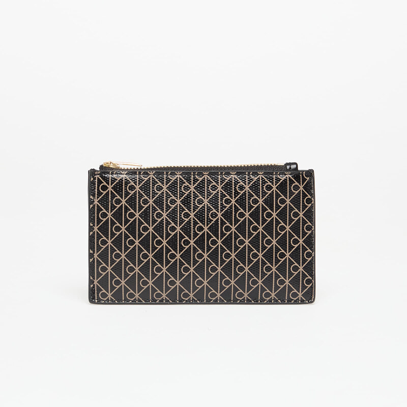 Peněženka Calvin Klein Emblem Aop Top Zip Cardholder Black