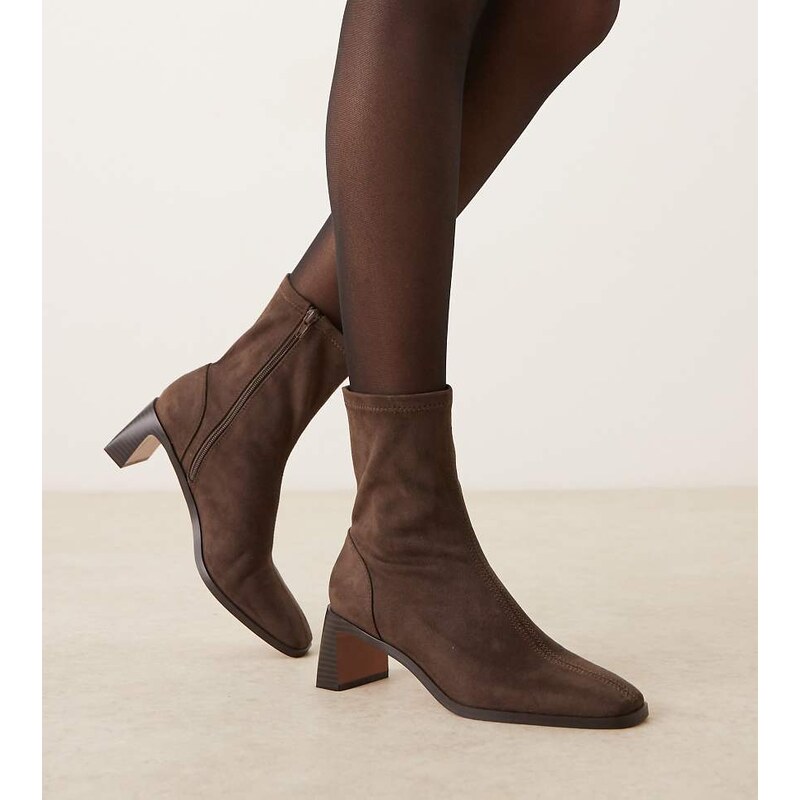 ASOS DESIGN Wide Fit Rush ankle boots with set back heel in chocolate 109722729