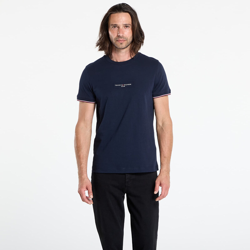 Tričko Tommy Hilfiger Tommy Logo Tipped Tee Blue L