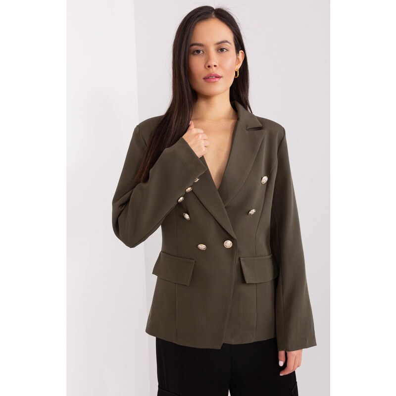 MladaModa Dvouřadé elegantní sako model 01823 barva khaki