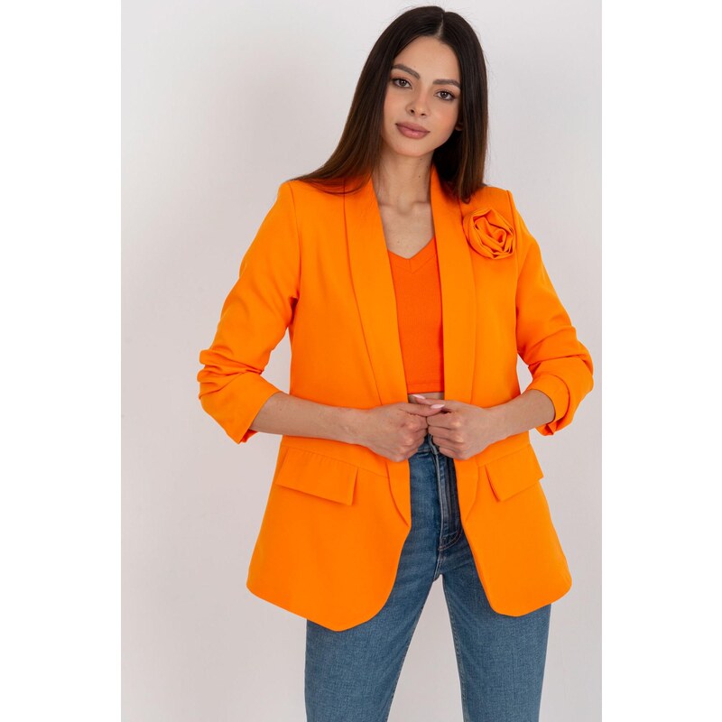MladaModa Elegantní sako s nařasenými rukávy model 07115 neonově