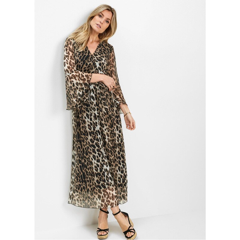 bonprix Dlouhé šaty s leopardím potiskem hnědá Žena 35317981