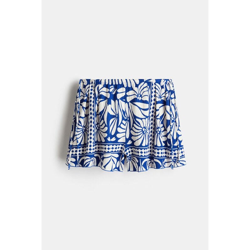 H&M - Šortky z mačkaného žerzeje - Jasně Modrá/Bílý Vzor