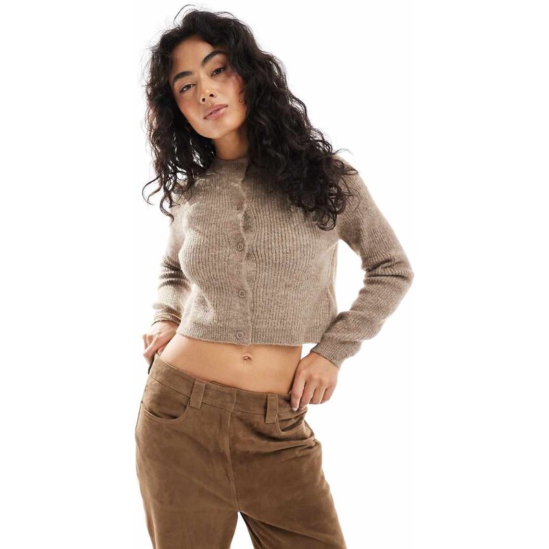 Brave Soul fisherman knit cardigan in taupe-Neutral 108172711