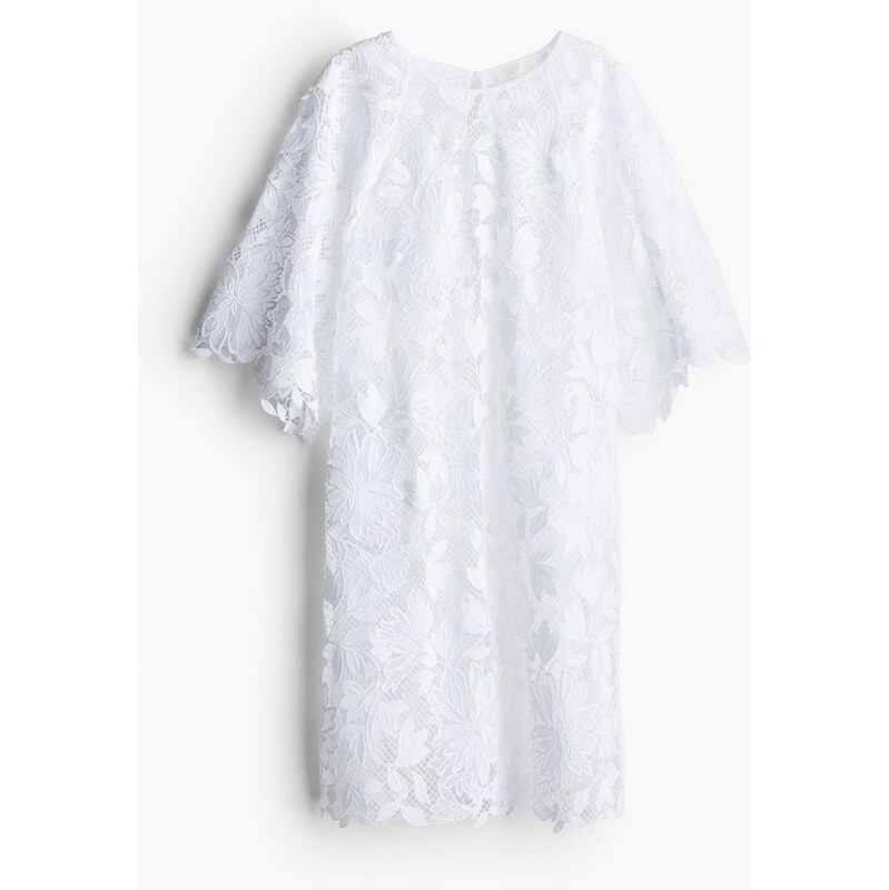 H&M - Krajkové šaty se zadním zavazováním - Bílá