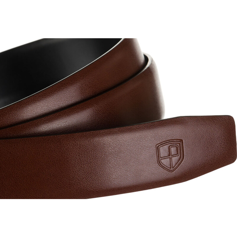 Peterson Elegantní pánský tmavě hnědý kožený opasek Hnědá