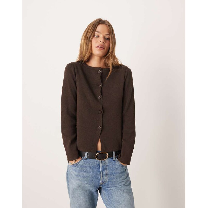 ASOS DESIGN knitted cardigan co-ord in brown