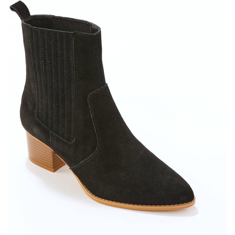 Blancheporte Nízké kozačky ve western stylu, kůže černá