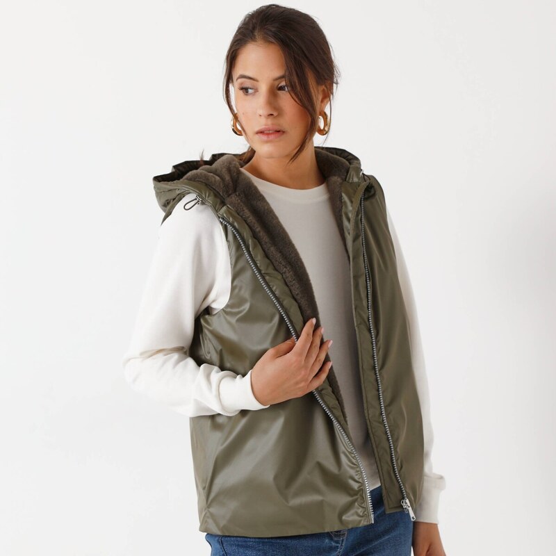 Blancheporte Nepromokavá vesta s plyšovou podšívkou khaki 108175515