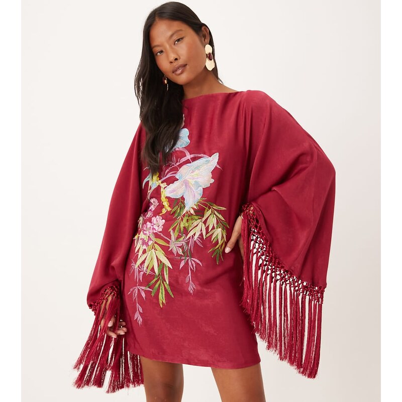 ASOS Petite ASOS DESIGN Petite floral embroidered long sleeve mini 109602505