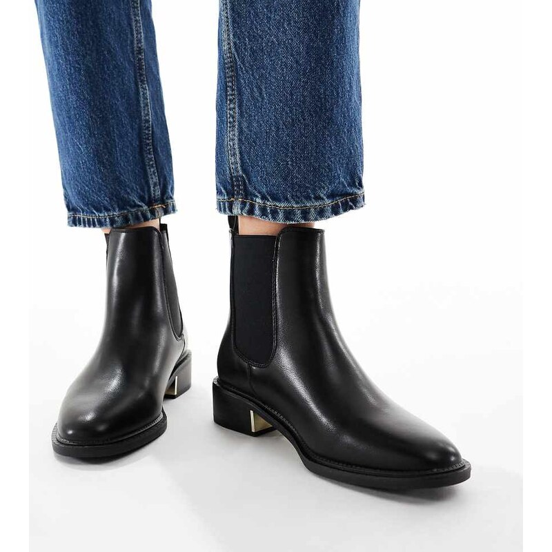 SEQWL Wide Fit Latte refined chelsea boots in black 108372444