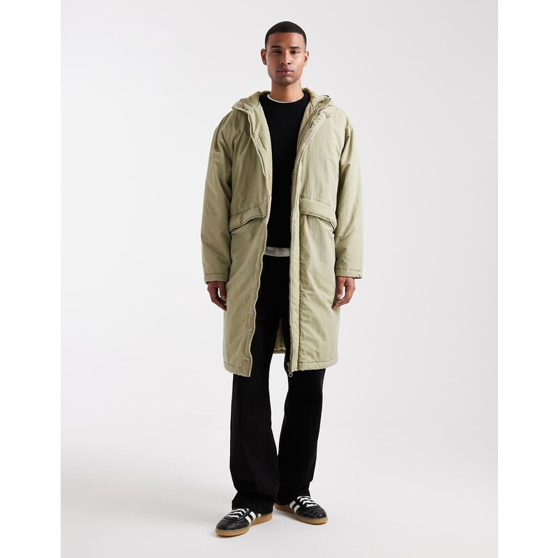 ASOS DESIGN longline parka jacket in green 108427757