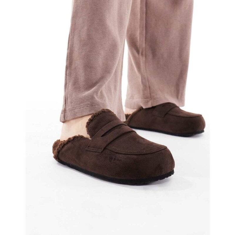 SEQWL Soda fur lined mules in chocolate-Brown 113262086