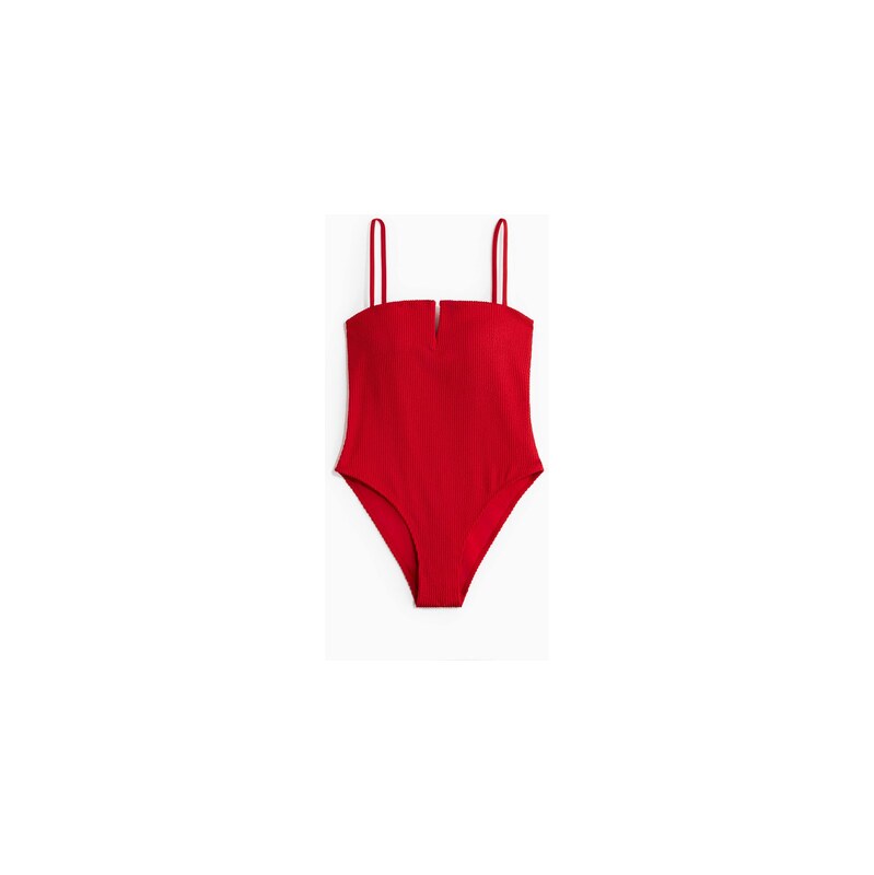 H&M - Jednodílné plavky High Legs vyztuženými košíčky - Červená
