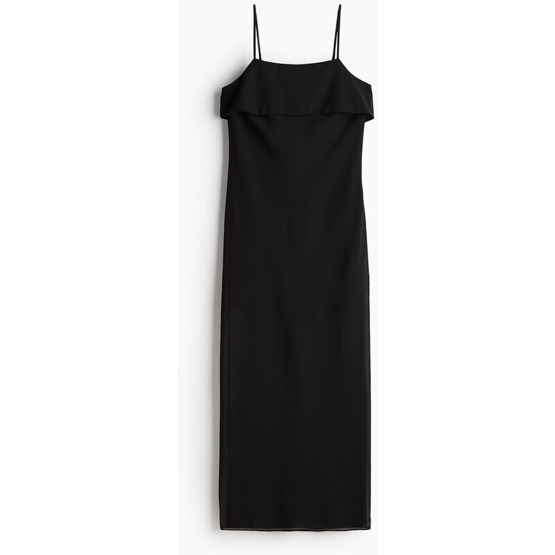 H&M - Šifonové šaty na ramínka - černá 108138626