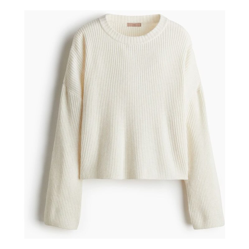 H & M - Svetr z žebrovaného úpletu - bílá