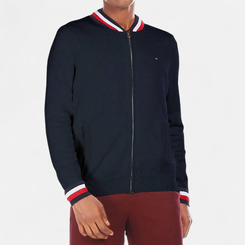 Modrý svetr na zip Tommy Hilfiger M56341