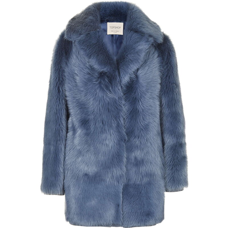 Topshop **Premium Blue Sheepskin Coat