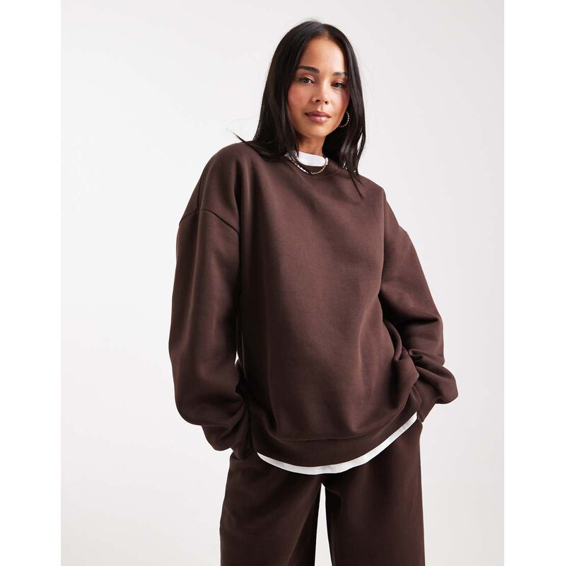 ASOS DESIGN ultimate oversized brushback sweatshirt in chocolate-Brown 108184681