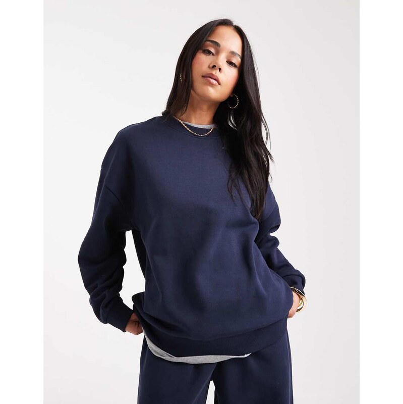 ASOS DESIGN ultimate oversized brushback sweatshirt in navy