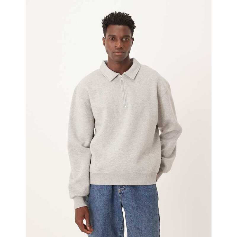 ASOS DESIGN essentials boxy relaxed quater zip collared