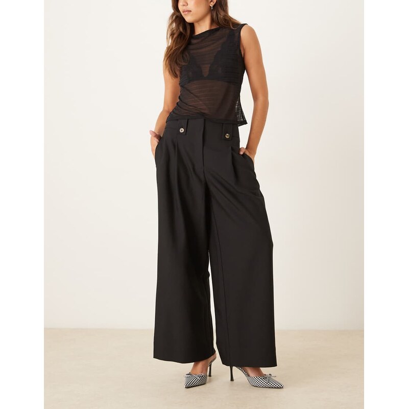 ASOS DESIGN tailored ankle grazer trousers with tab waist detail in 115513340