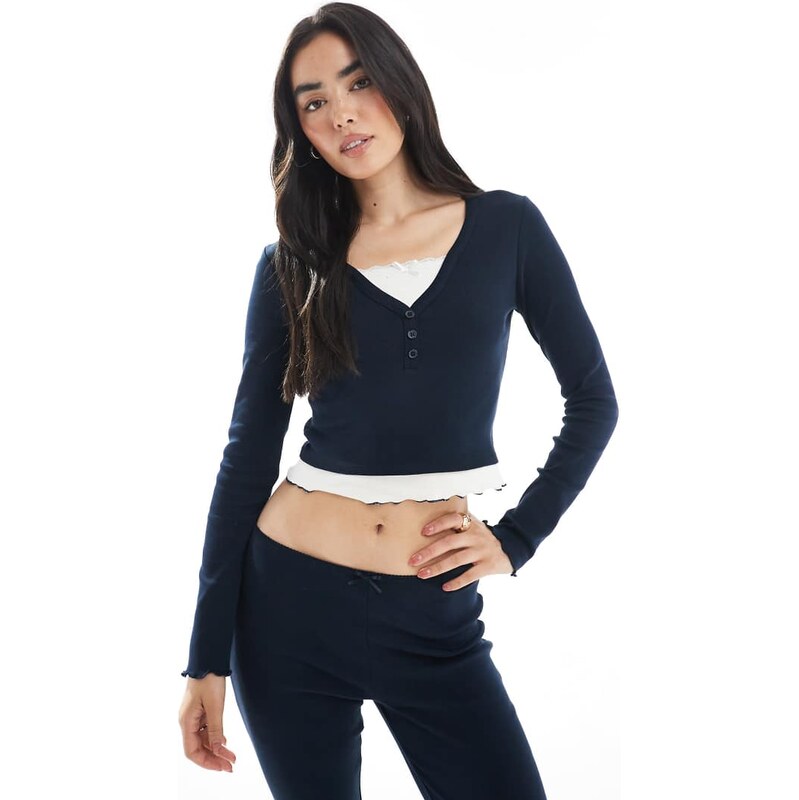 Miss Selfridge 2 in 1 top co ord set in navy 108184903