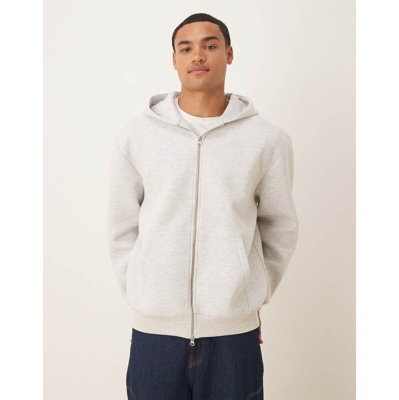 ASOS DESIGN heavyweight relaxed zip through hoodie in scuba