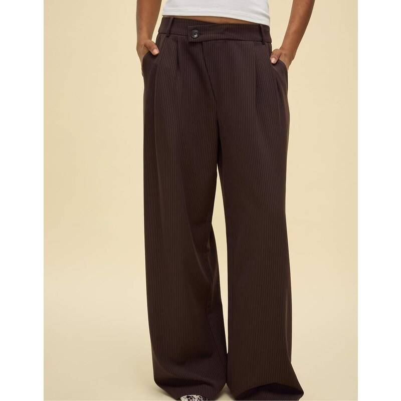 Stradivarius Casual striped smart trousers with crossover waist